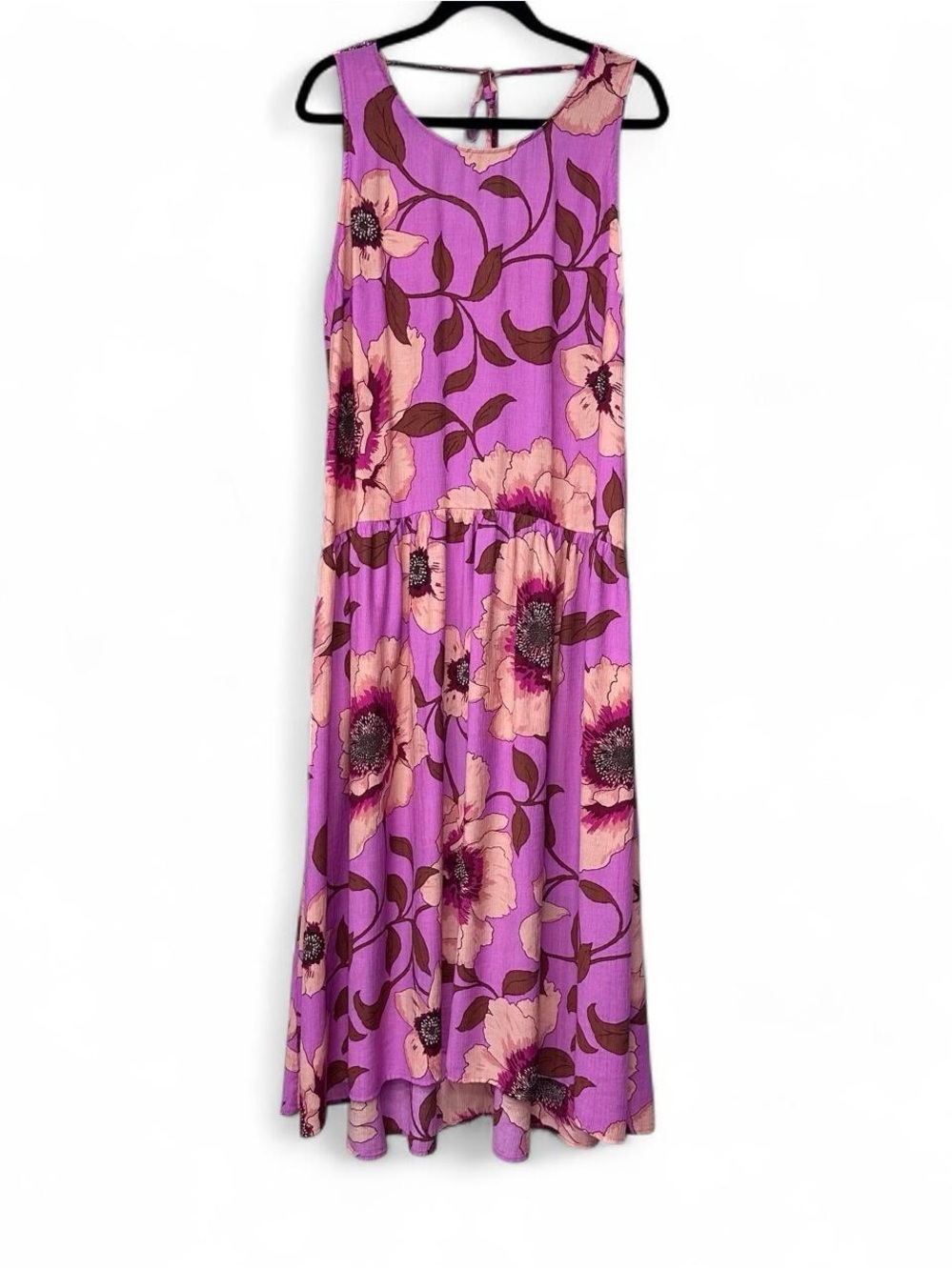 a.n.a Purple Floral Maxi Dress with Pink and Brown Accents